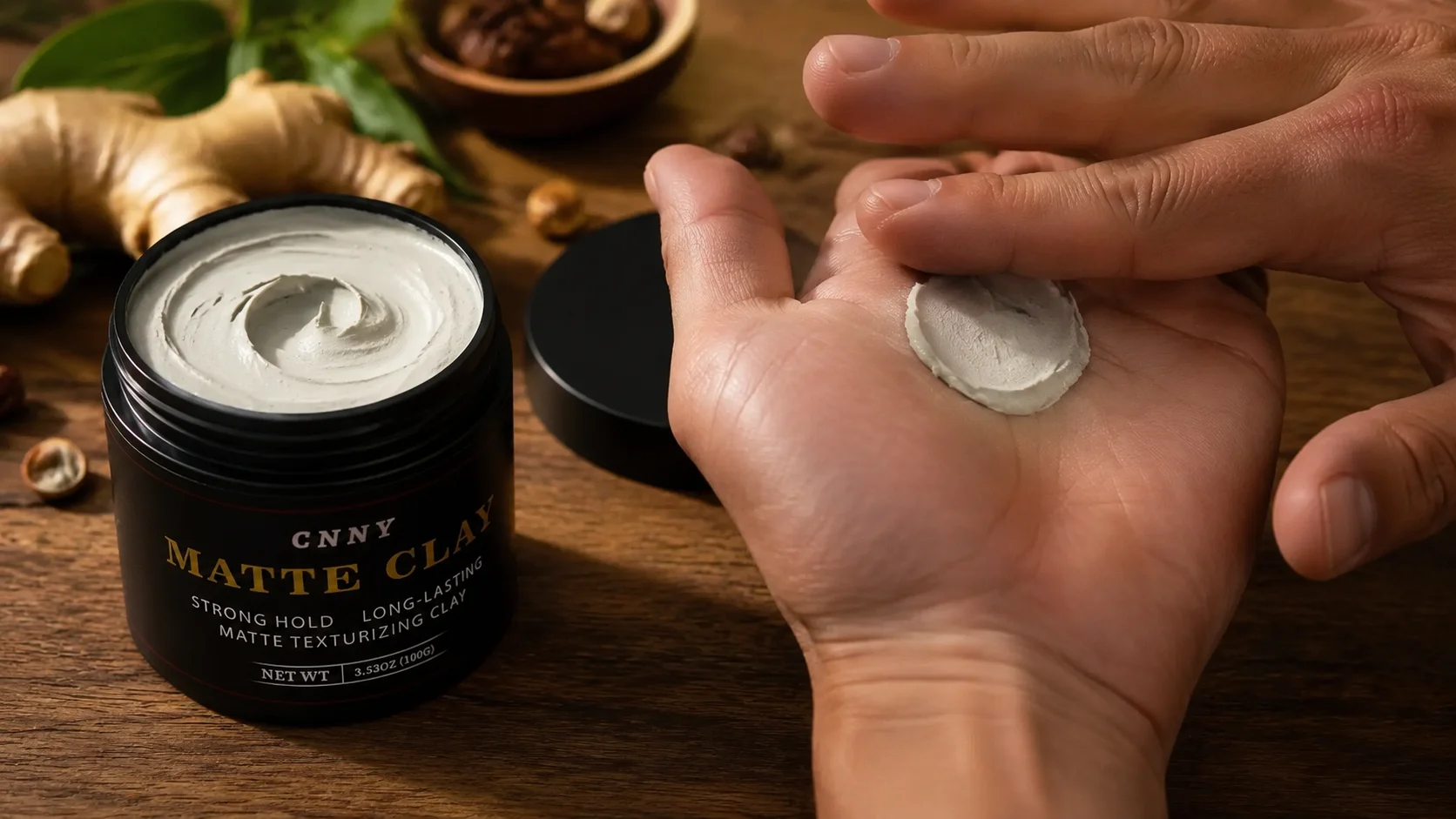 Easy to apply firm hold hair clay for men texture demonstration