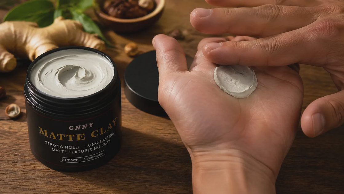 Easy to apply firm hold hair clay for men texture demonstration