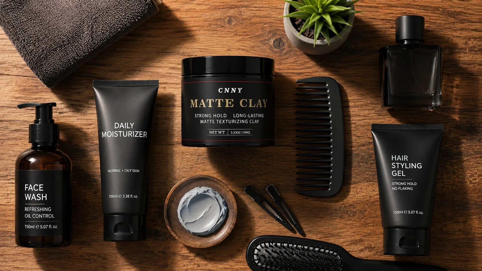 Budget men's grooming kit with firm hold matte hair clay for men