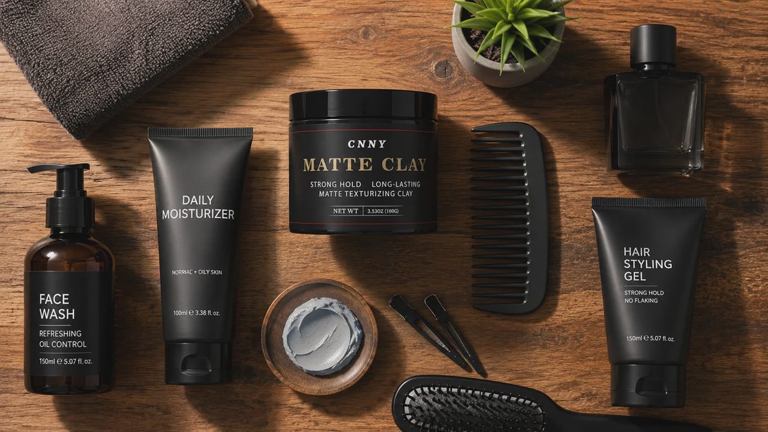 Budget men's grooming kit with firm hold matte hair clay for men